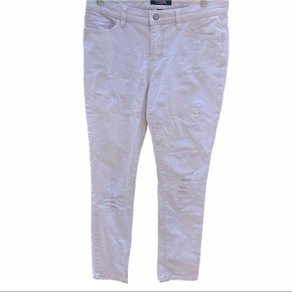 Chaps off white distressed ankle mid rise jeans size 8 - Picture 1 of 8